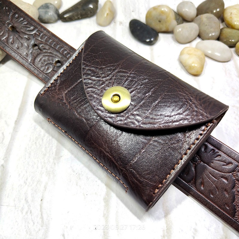Accordion Wallet Zip - Blongk-Mini riñonera de cuero genuino para