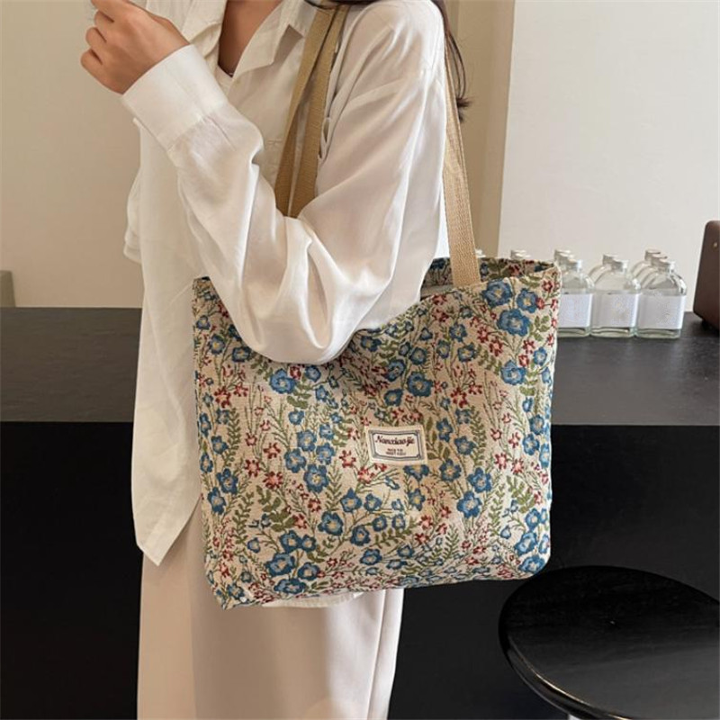 Canvas Tote Designer - Bolsos de Lona Bordados con Flores,