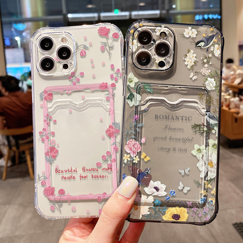 Luxury Bags In Store - Funda Transparente con Diseño Floral Retro