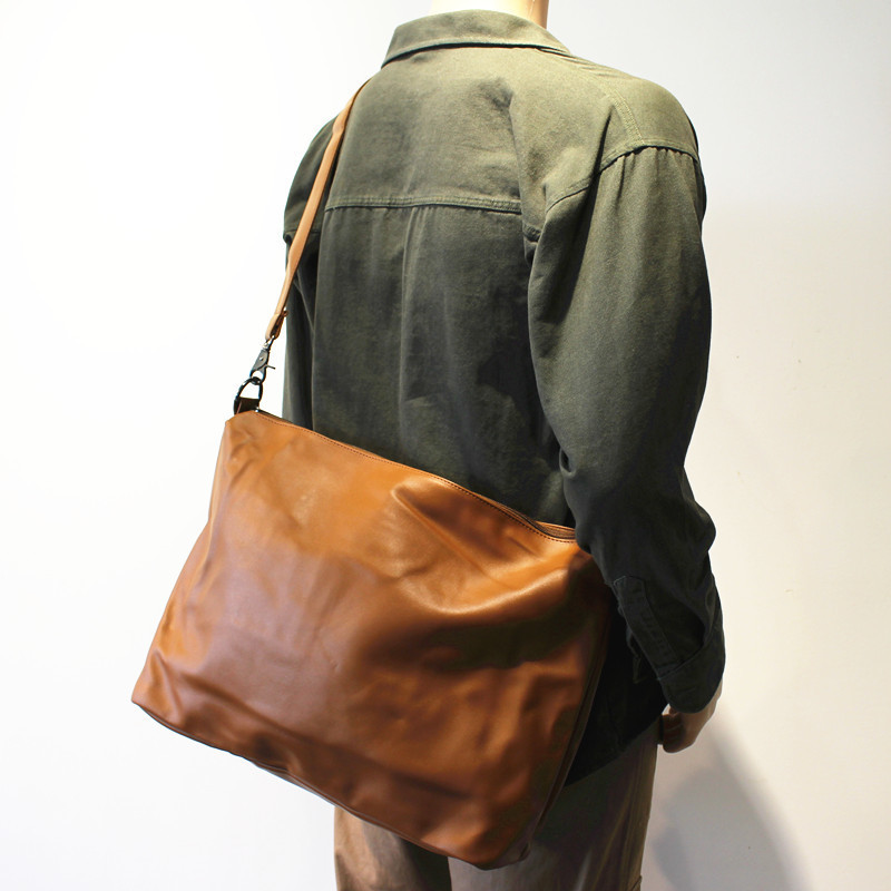 Canvas Tote Designer - Bolsos cruzados de cuero suave marrón