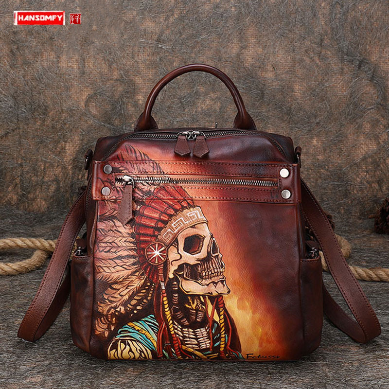 Luxury Bags Hand Painted - Mochila de Cuero de Lujo para