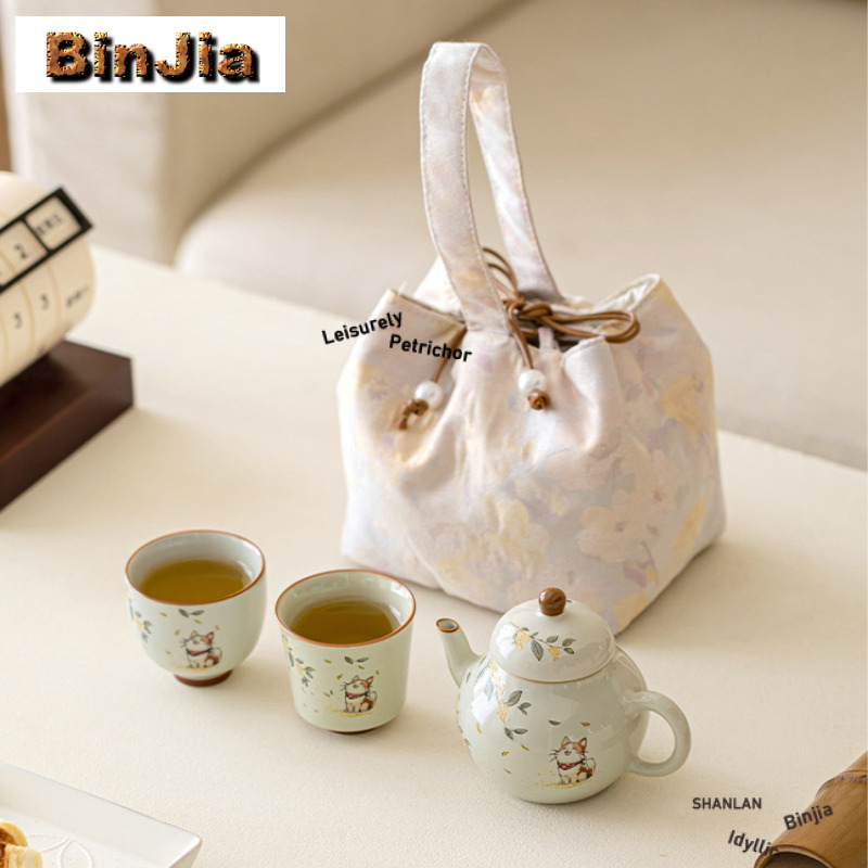 Juego de té de viaje de gatito - Luxury Bags Hand Painted reseña y precio